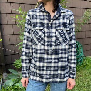 J Crew Plaid Half-Zip Pullover Flannel, Size XS